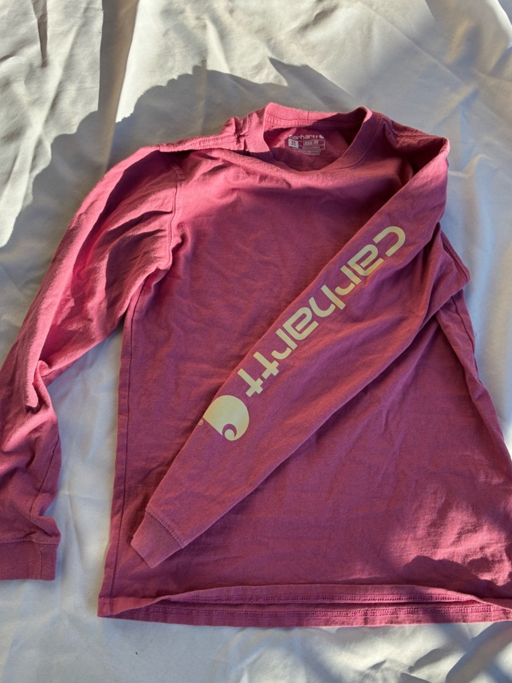 Carhartt Pink Long Sleeve Logo Tee